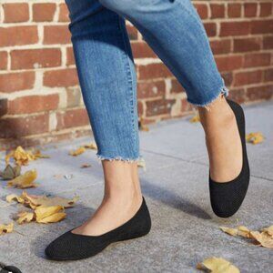Allbirds New Black Knit Flats Sz 9.5 lightweight flexible stretchy shoes